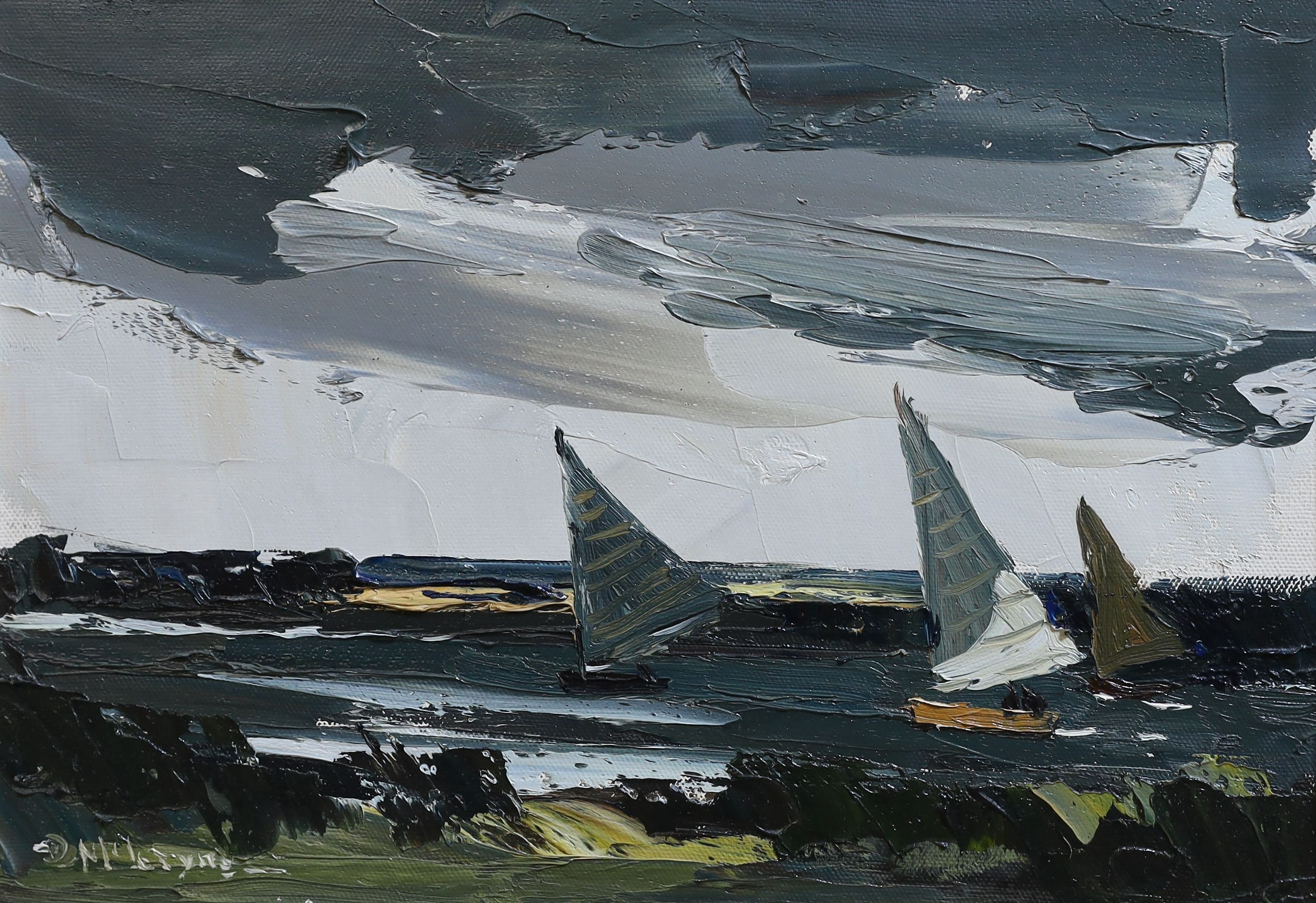 Donald McIntyre (1923-2009), 'The Broads', oil on canvas, 25 x 35.5cm